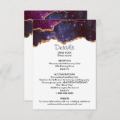 Invitation Blue & Purple Space & Stars Moderne Agate Mariage (Devant / Derrière)