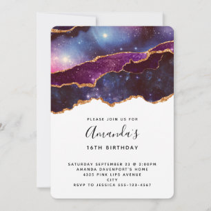 Invitation Blue & Purple Space & Stars Moderne Anniversaire
