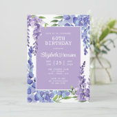 Invitation Blue Purple Wisteria Floral 60e anniversaire (Debout devant)