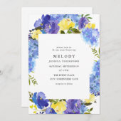 Invitation Blue Purple & Yellow Floral (Devant / Derrière)