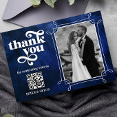 Invitation Blue QR Code Bold Typography Thank you Card