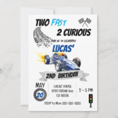 Invitation Blue Race Car 2e anniversaire Deux Fast 2 Curious  (Devant)