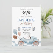 Invitation Blue Race Car 2e Course Deux Anniversaire Rapide (Debout devant)