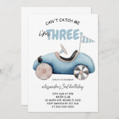 Invitation Blue Race Car 3e anniversaire (Devant / Derrière)