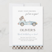 Invitation  Blue Race Car Birthday Party Any Age (Devant)