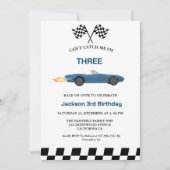Invitation Blue Race Car Boy 3e fête d'anniversaire (Devant)