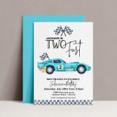 Invitation Blue Race car TWO FAST 2nd Birthday party