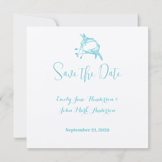 Invitation Blue Radiance Hummingbird Kiss Inséparable Mariage (Devant)