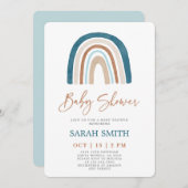 Invitation Blue Rainbow Baby shower garçon (Devant / Derrière)