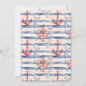 Invitation Blue Red Anchors Floral Stripes Beach Birthday (Dos)