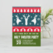 Invitation Blue Red et Green Reindeer Ugly Sweat Party (Debout devant)