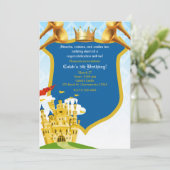 Invitation Blue Red Gold Royal Prince Castle fête d'anniversa (Debout devant)