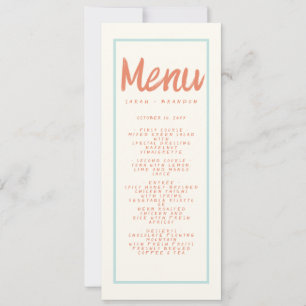 Invitation Blue Red manuscrit Typographie Retro Mariage Menu