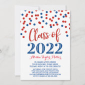 Invitation Blue Red Parties scintillant Confetti Graduation P (Devant)