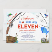 Invitation Blue Red Pêche Ofish Onze Anniversaire (Devant)