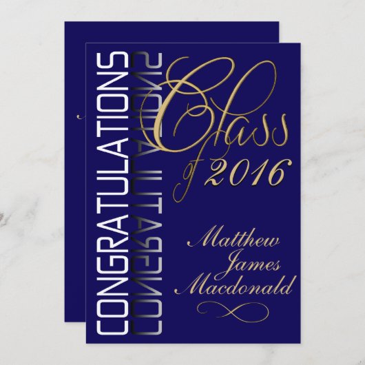 Invitation Blue Reflection 2016 Parti de graduation formelle (Devant / Derrière)