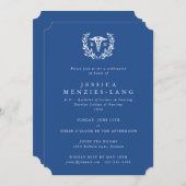 Invitation Blue Registered Nurse Caduceus+Laurel Wreath (Devant / Derrière)