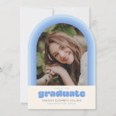 Invitation Blue Retro Striped Arch Graduation Announcement (Devant)
