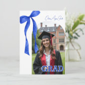 Invitation Blue Ribbon Accent Dual‑Photo QR Code (Debout devant)