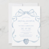 Invitation Blue Ribbon Frame Vintage Bridal Shower (Devant)