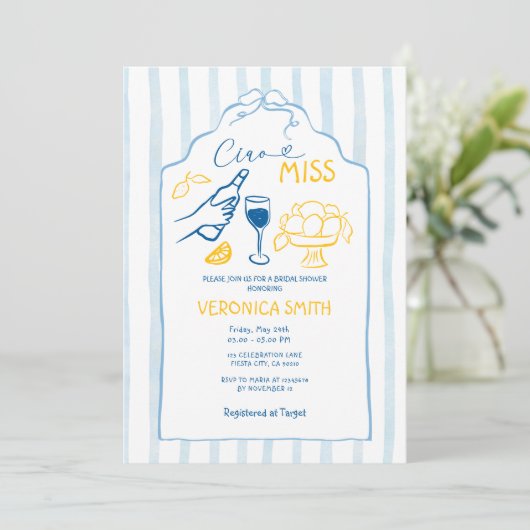 Invitation Blue Ribbon Italy Ciao Miss Lemon  Bridal Shower (Debout devant)