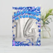Invitation Blue Ribbon & Stars Confetti 14e fête d'anniversai (Debout devant)