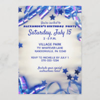 Blue Ribbon & Stars Confetti 17e anniversaire