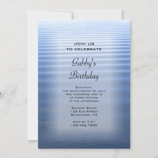 Invitation Blue Rippled Water fête d'anniversaire (Devant)