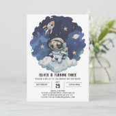 Invitation Blue Rocket L'astronaute moderne Boy Anniversaire (Debout devant)