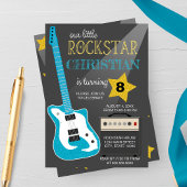Invitation Blue Rockstar Birthday Party
