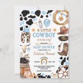 Invitation Blue Rodeo Wild West Cowboy Boy Baby shower (Devant)