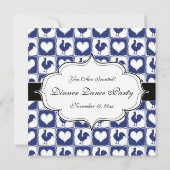 Invitation Blue Rooster American Country Farm Motif (Dos)