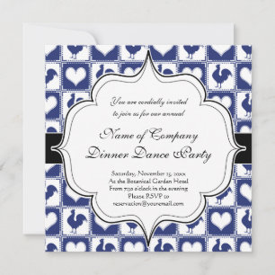 Invitation Blue Rooster American Country Farm Motif