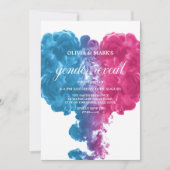 Invitation Blue Rose Fumée Coeur bébé Bébé Genre Révélation (Devant)