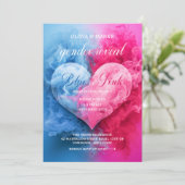 Invitation Blue Rose Fumée Coeur bébé Genre Reveal Party (Debout devant)