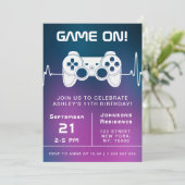 Invitation Blue Rose Gradier Vidéo Gamer Jeu Enfant Anniversa (Debout devant)