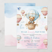 Invitation Blue Rose Hot Air Balloon Genre Reveillez Invitati (Devant / Derrière)