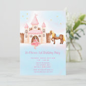 Invitation Blue Rose Princess Castle Horse fête d'anniversair (Debout devant)