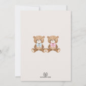 Invitation Blue rose Teddy Bear Boy Girl Twins Baby shower (Dos)