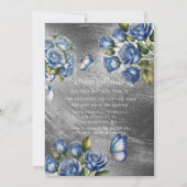 Invitation Blue Roses Butterfly Silver Bachelorette Party (Devant)
