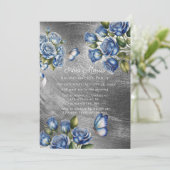 Invitation Blue Roses Butterfly Silver Bachelorette Party (Debout devant)