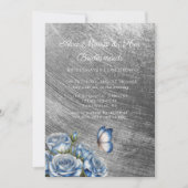 Invitation Blue Roses Butterfly Silver Bridesmaids Luncheon (Devant)