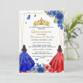 Invitation Blue Royal & Red Butterfly Twin Quinceanera (Debout devant)