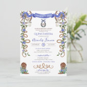 Invitation Blue Rustic Boho Western Charra Thème Quinceanera (Debout devant)