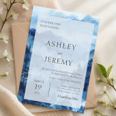 Invitation Blue Rustic Mountain Mariage de destination Forêt