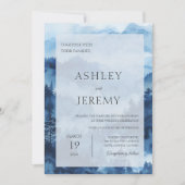 Invitation Blue Rustic Mountain Mariage de destination Forêt (Devant)
