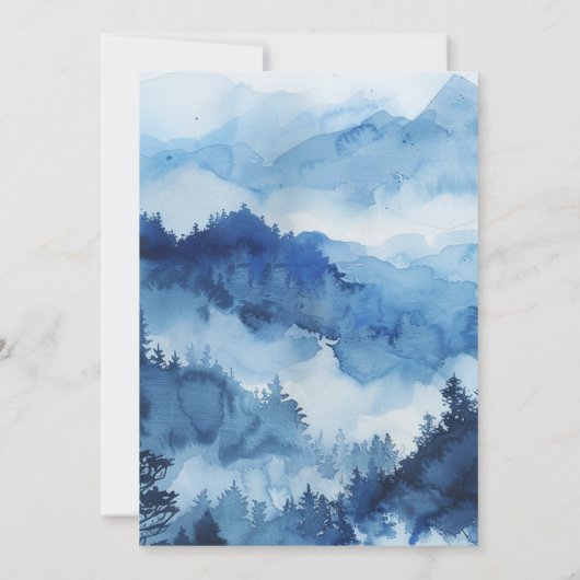 Invitation Blue Rustic Mountain Mariage de destination Forêt (Dos)