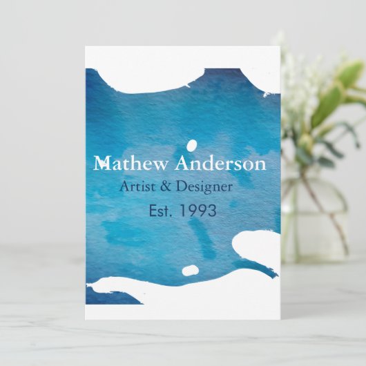 Invitation Blue rustique aquarelle jeans texture ajouter le n (Debout devant)