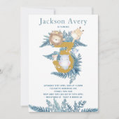 Invitation Blue Safari Animaux 3e anniversaire (Devant)