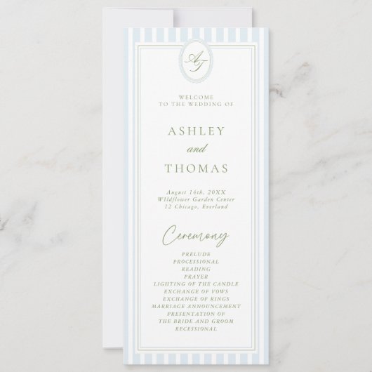 Invitation Blue & Sage Wedding Program (Devant)